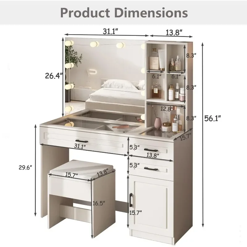 Настольное зеркало с подсветкой столовое стекло 3 кухонными прищепками большое HD