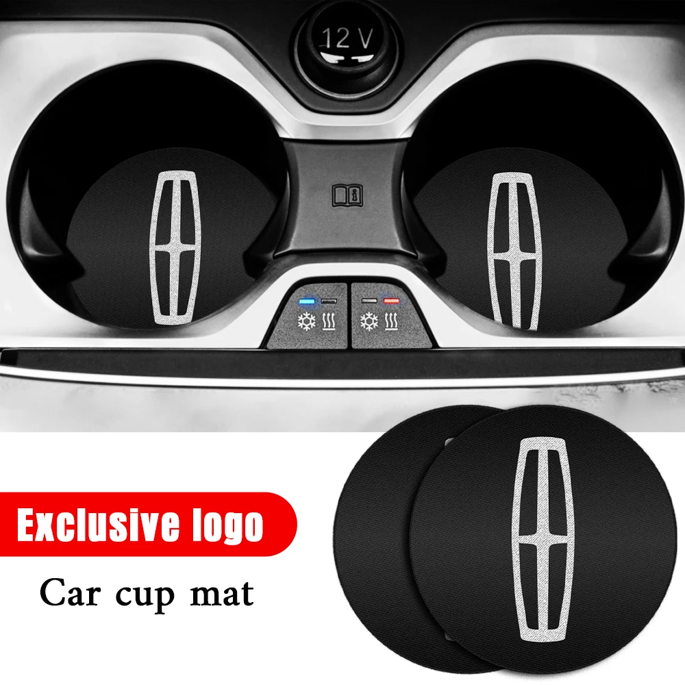 

1/2/4pcs Car Badge Water Cup Holder Mats Anti Slip Coasters Auto Accessories For Lincoln Aviator MKS MKX Town Nautilus MKC MKT