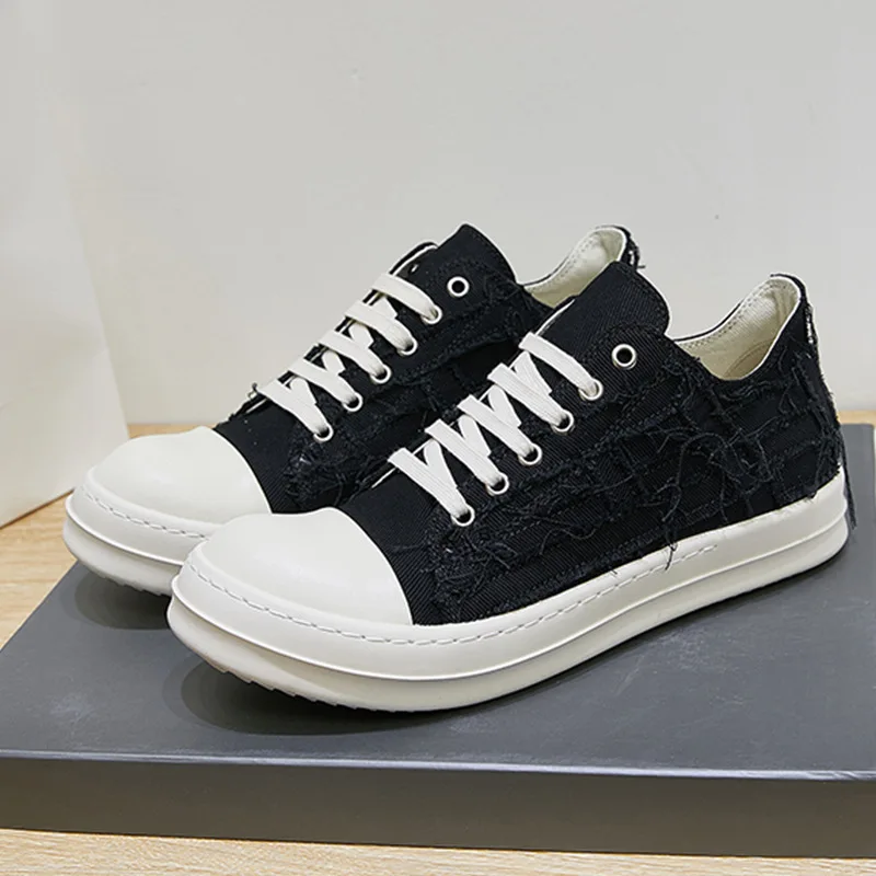 

Low-cut Tassel Canvas Shoes Shallow Mouth Breathable Couple Mocasines Round-toe Lace-up Comfortable Flat Sneaker Street Trainers