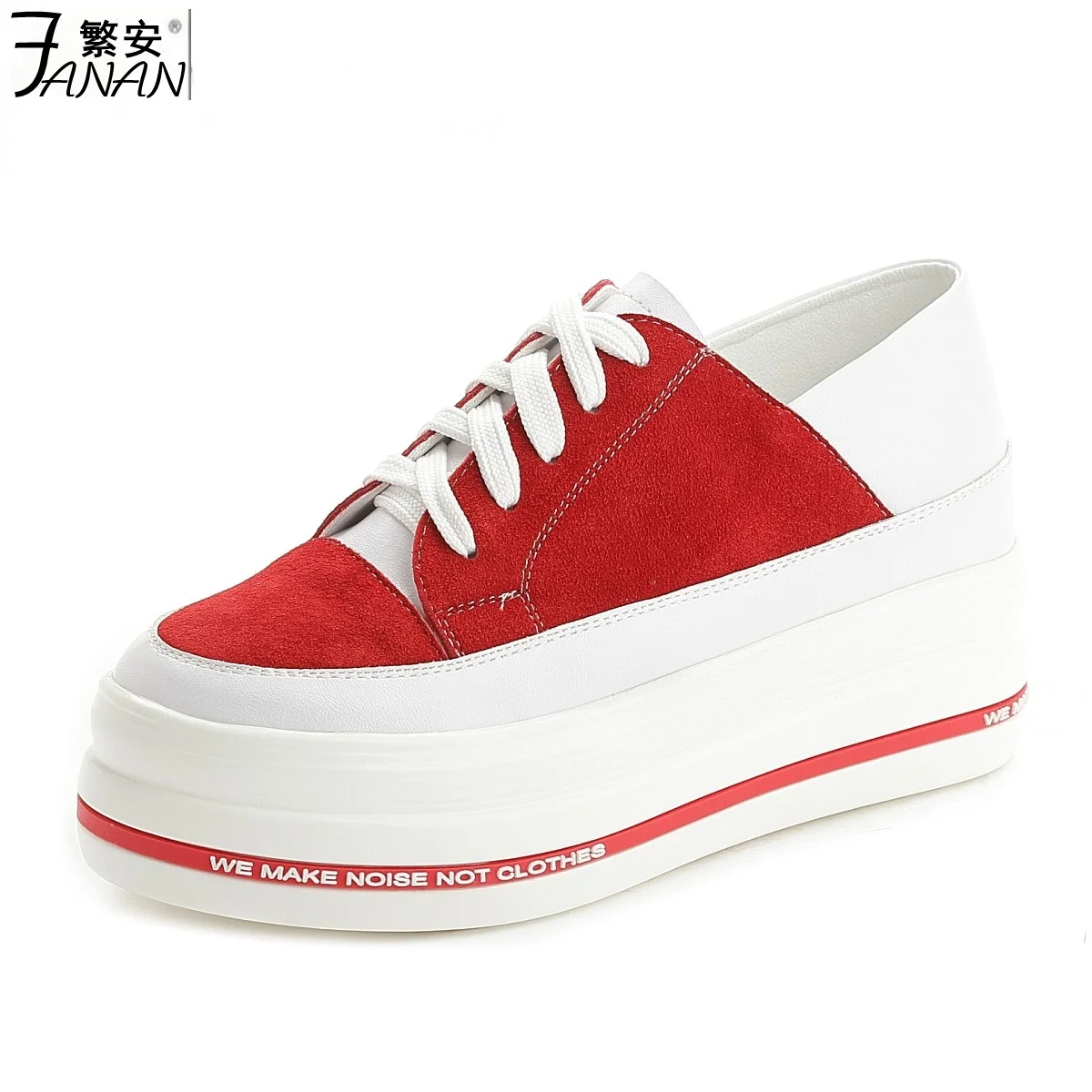 Женские кроссовки из натуральной кожи черные или Красные на танкетке 7 см