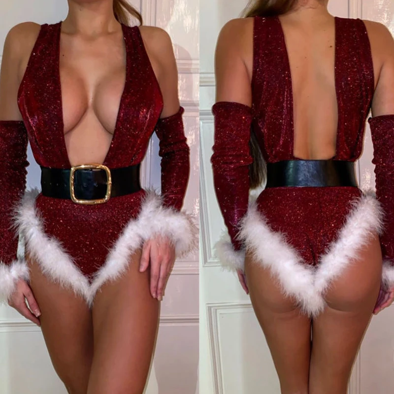 

1 комплект, эротический сексуальный боди с V-образным вырезом, рождественское нижнее белье, боди с Санта-Клаусом, костюм для косплея, нижнее белье, одежда для сна, женское нижнее белье
