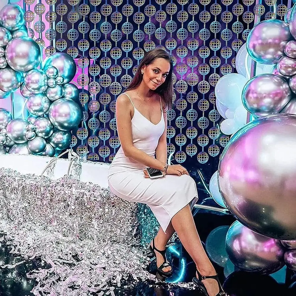 

Home Party Decoration Anniversary Birthday Photo Booth Backdrop Foil Curtain Disco Ball