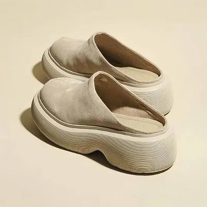 

Baotou slippers thick soled women's outerwear 2023 new heelless loafers half slippersand sponge sole shoes