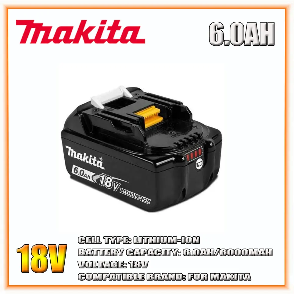 

Makita оригинальный 18V 6000MAH 6.0AH перезаряжаемый Электроинструмент аккумулятор светодиодный Литий-ионная Замена LXT BL1860B BL1860 BL1850