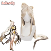 bubuwig synthetic hair genshin impact ningguang cosplay wig women 120cm long straight beige gradient brown wigs with bow