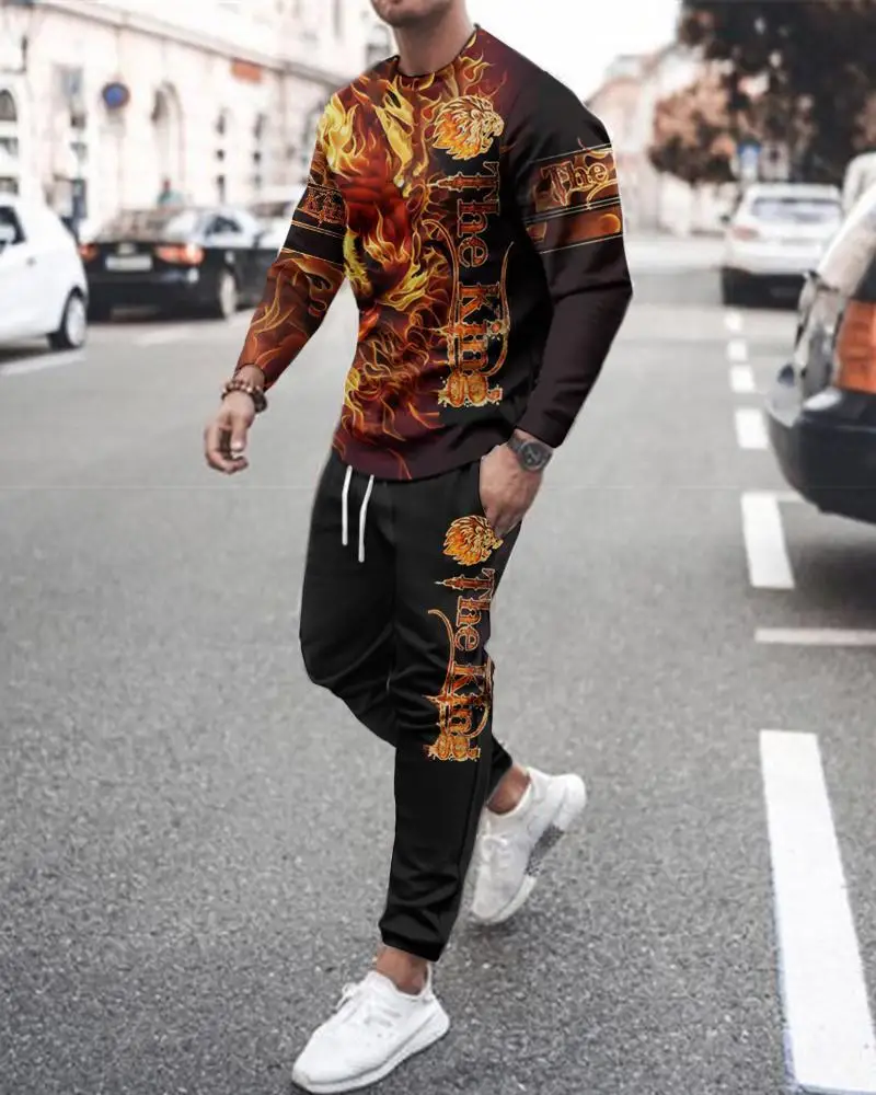 Summer Men Sets Trousers Lion Print Male Clothing Streetwear Two Piece 3D Printed Casual Tracksuit Oversized Beach Sportwear