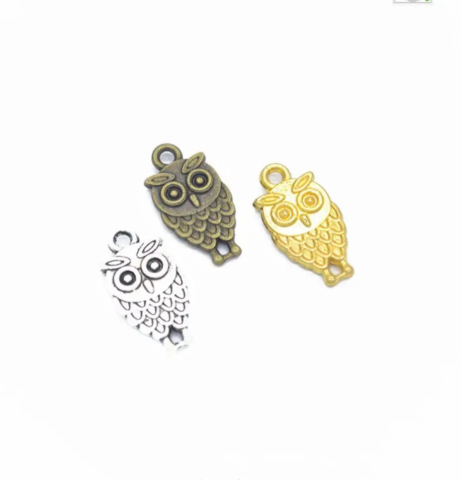 

100pcs 18*9mm Animal Charm Owl Pendant 3 Colors DIY Retro Jewelry Bracelet Necklace Charms Pendant F0574