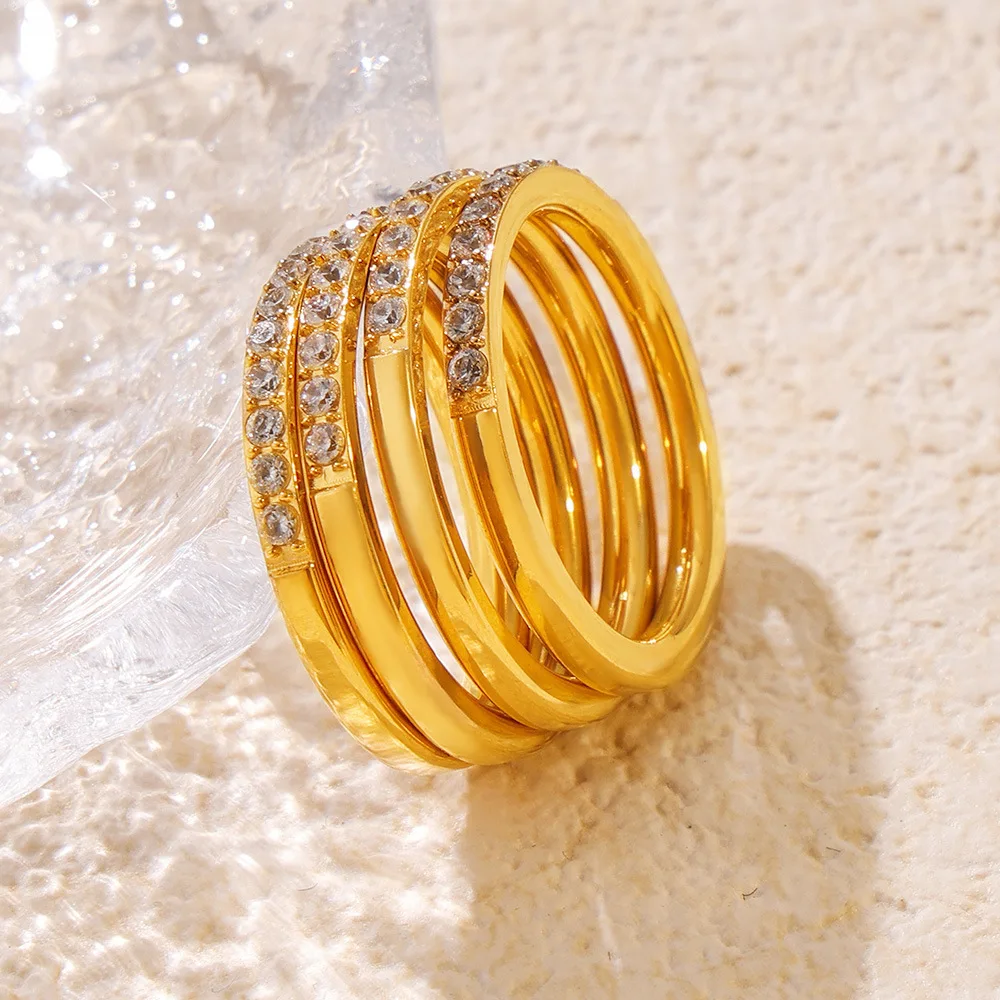 Элегантные кольца простого дизайна для женщин позолоченное водонепроницаемое