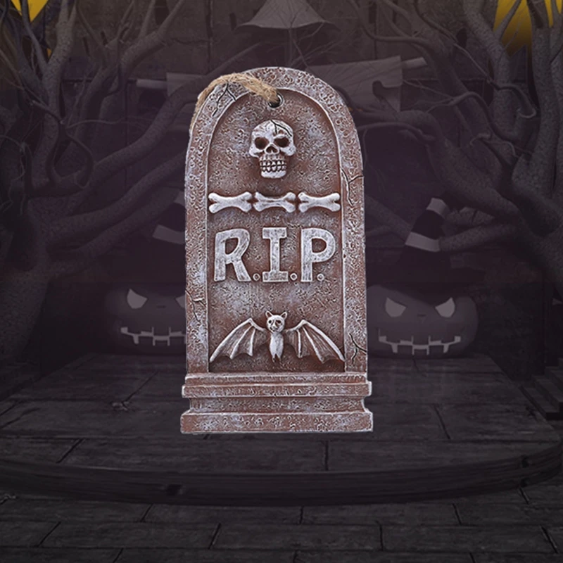 

P82C Halloween Yard Signs Hanging RIP Graveya Tombstone for Headstone Decorations Outdoor Lawn Wall Decor Haunted House Props