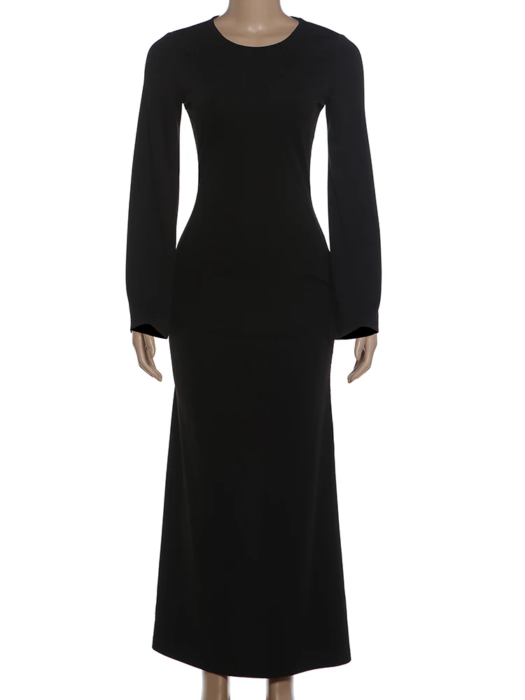 Платье Sisterlinda Simple Dress для женщин, модное, с кружевными вставками, круглым вырезом, пышными рукавами, эластичное, элегантное, для банкетов, вечеринок, клубов, длинное, облегающее. (art.: 3920dd11df4e5) - 3920dd11df4e5