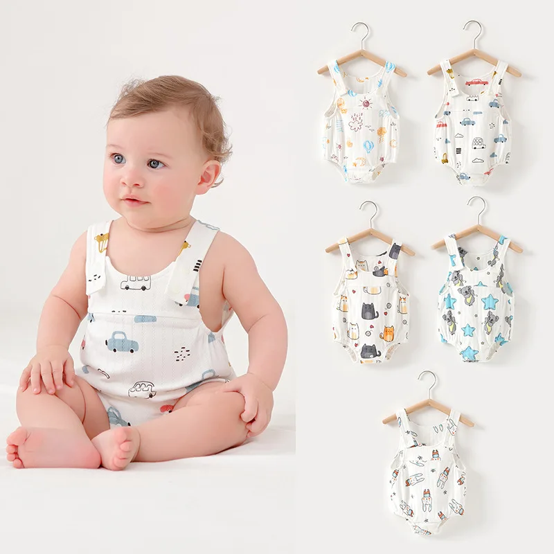

Summer Children's Clothing Cartoon Sleeveless Baby Girls Suspenders Jumpsuit Baby Boys Clothes Outing Infant Triangle Romper