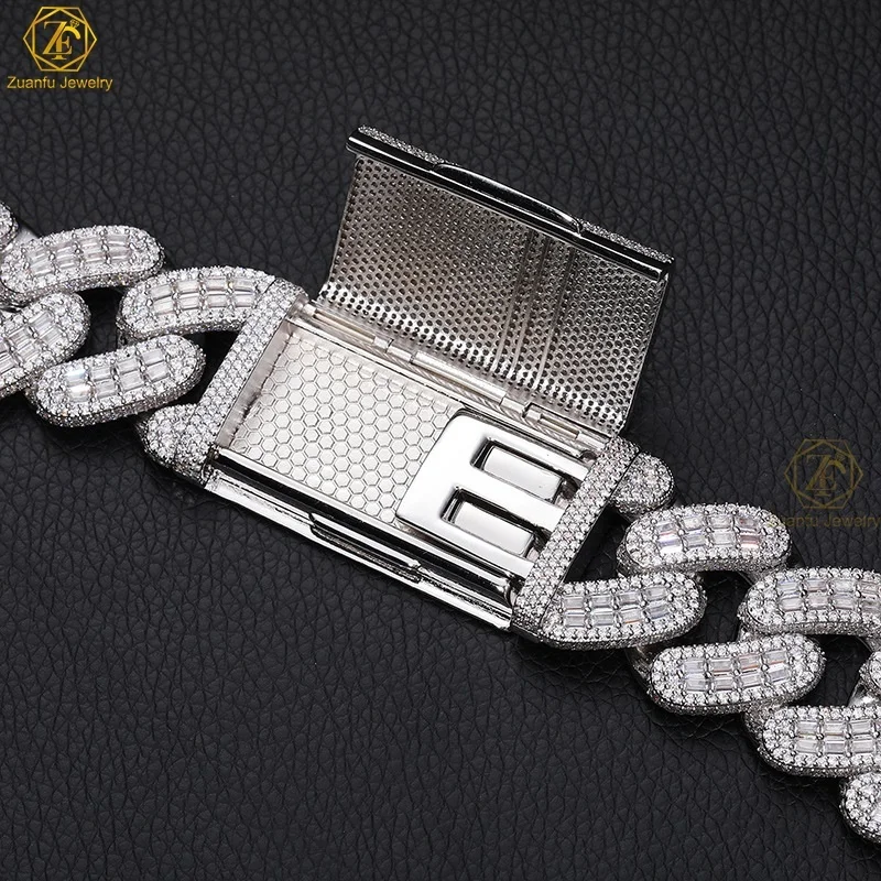 Ожерелье из серебра 925 пробы с муассанитом 28 мм 4 ряда