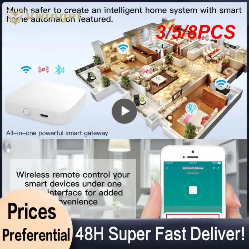

Беспроводной сетчатый концентратор Zigbee 3,0, 3/5/8 шт., многорежимный, дистанционное управление через Wi-Fi, голосовое управление через Alexa Google Home