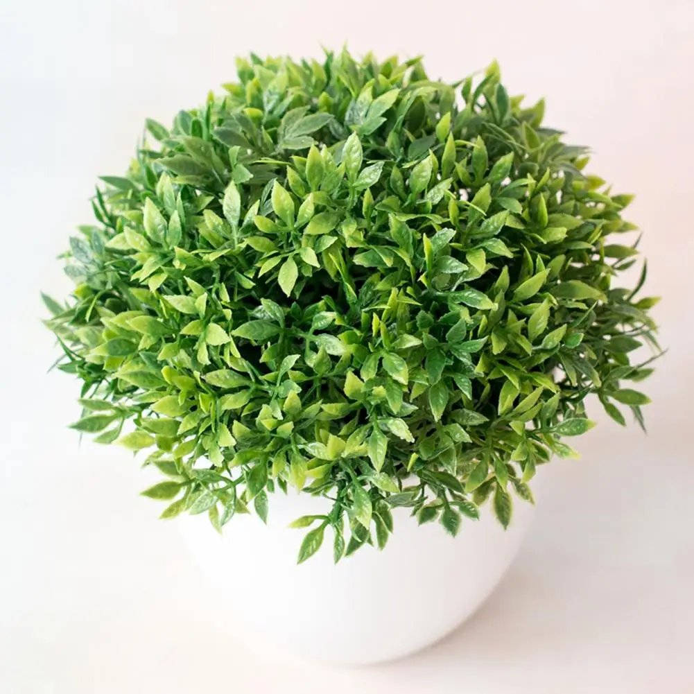 

Artificial Plant Bonsai Green Fake Plant Realistic Vivid Plastic Green Ball Miniascape for Wedding Office Desktop Decoration