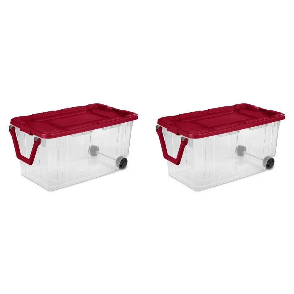 

Sterilite 160 Qt. Wheeled Storage Box Plastic, Infra Red, Set of 2