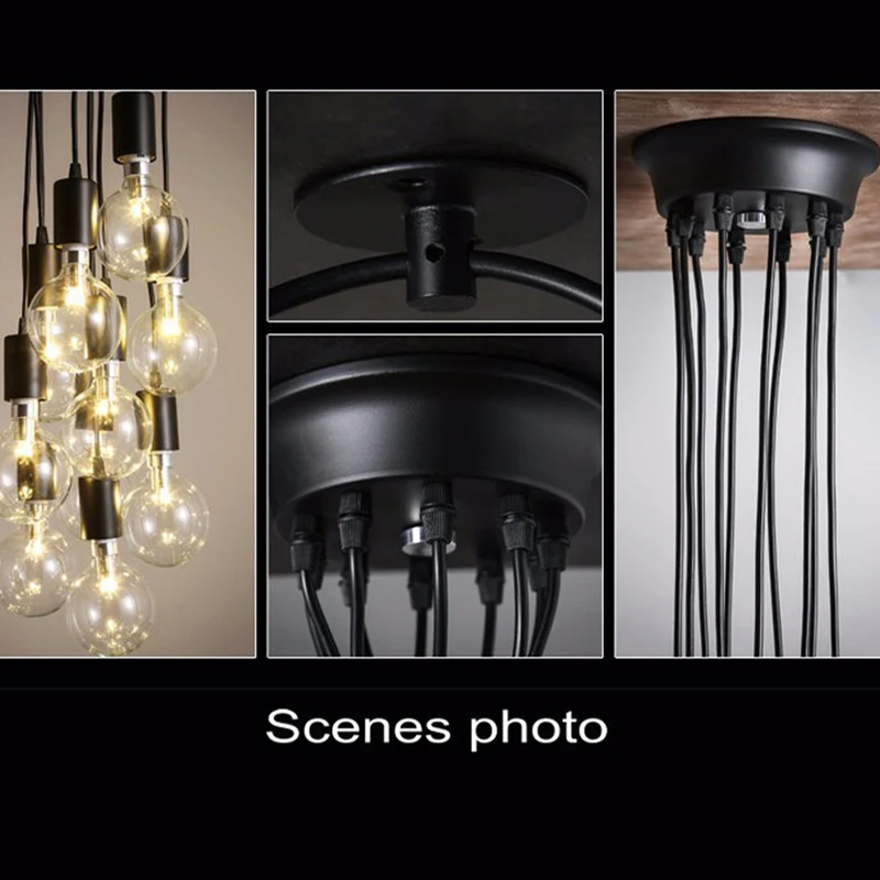 Nordic Spider Industriële Hanglamp E27 3/6/8/10/12/14 Heads Opknoping Lampen Lengte 120/160/200cm Hanger Lichten