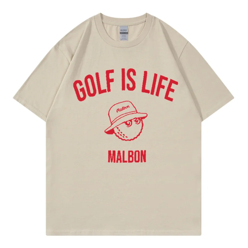 

Malbon T-shirt Men's and Women's Summer Cotton Golf Top Malbon Golf Barrel Hat Short Sleeve Fashion Couple Loose Golf Clothing