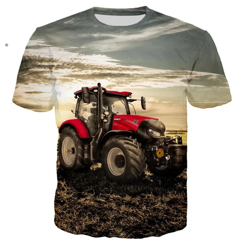 

Short Sleeve Tractor 3d T shirts For Men Agricultural Vehicle Print T shirt Summer Loose Casual Oversized Tops Tees Big Size 6XL
