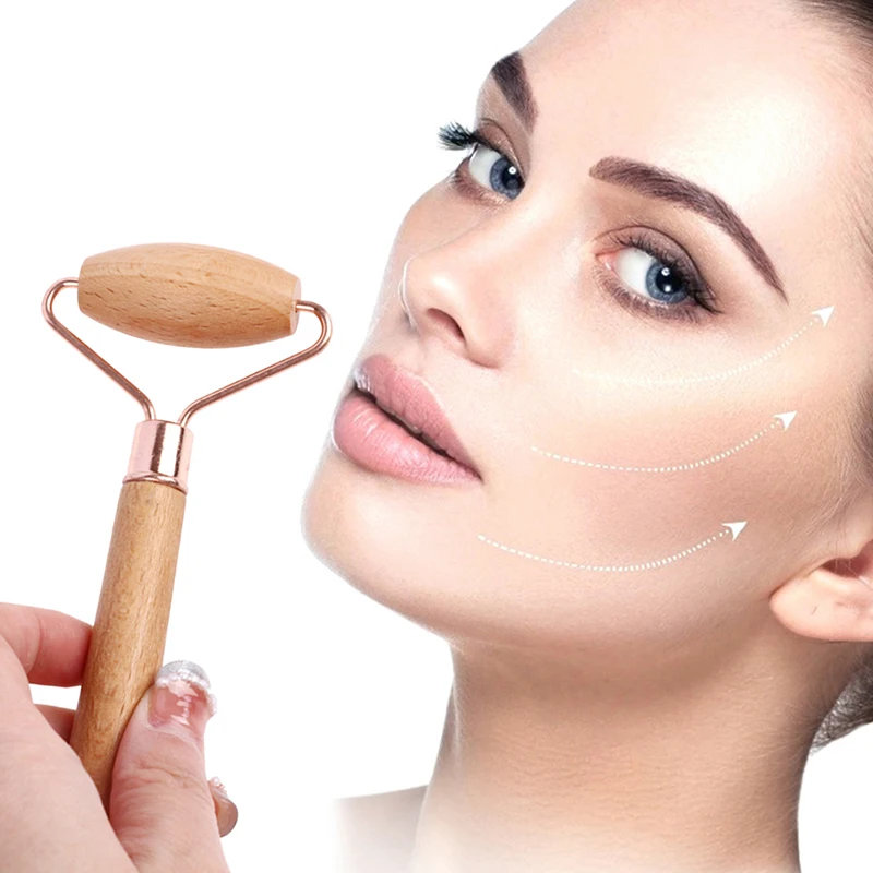 

1Pc Face Massage Roller Eye Beauty Roller Face Guasha Tool Wooden Massager
