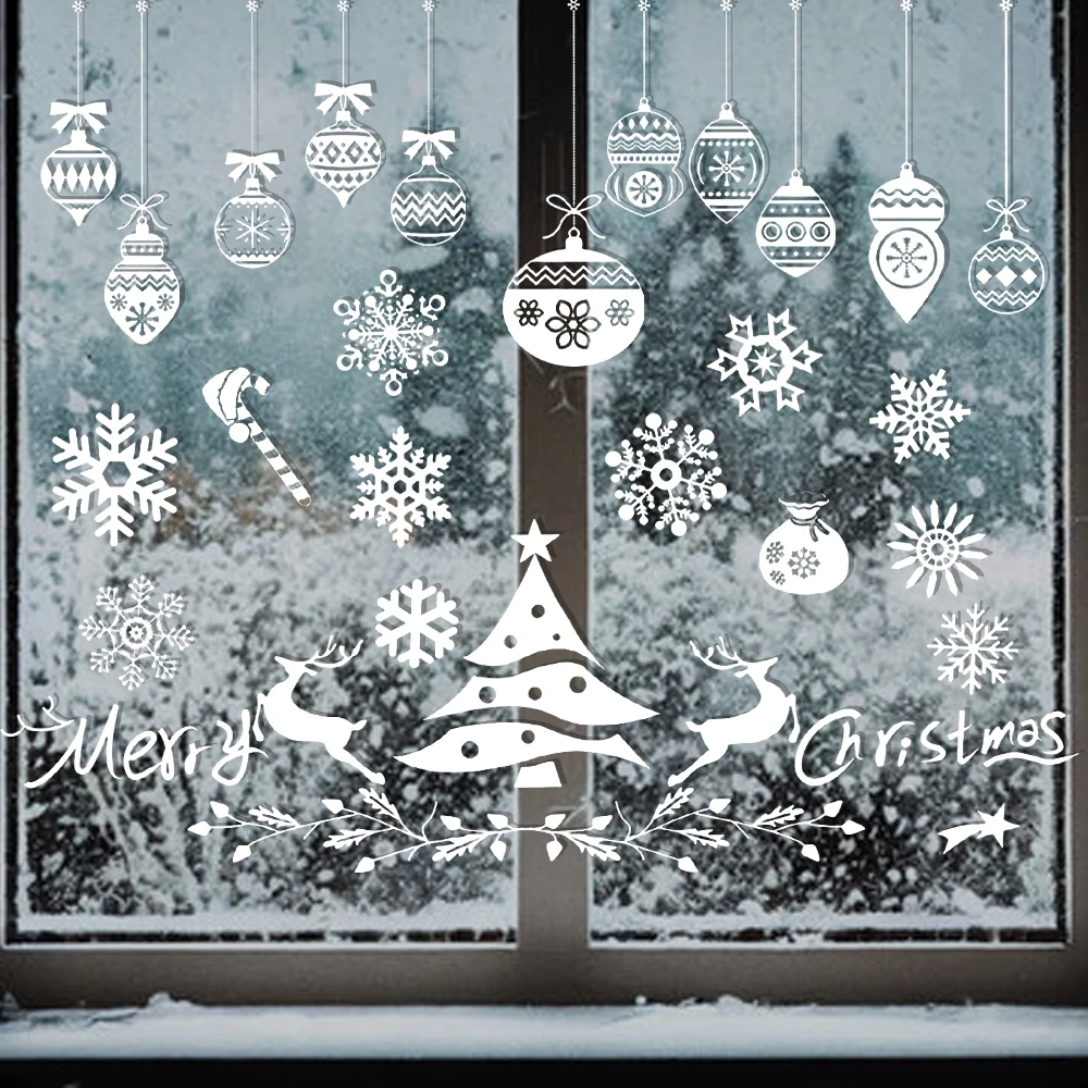 1 компл. 2025 рождественские наклейки на окно Лось снежинка рождественская елка