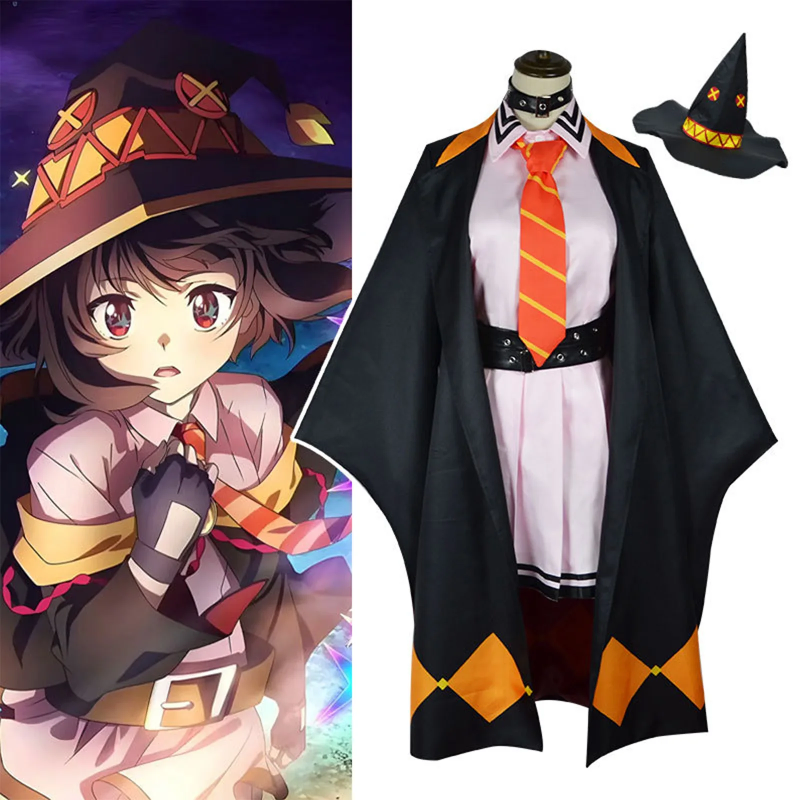 

Anime Megumin Cosplay Costume Kono Subarashii Sekai Ni Bakuen Wo Adults Cloak Dress Uniform Outfit Halloween Costumes