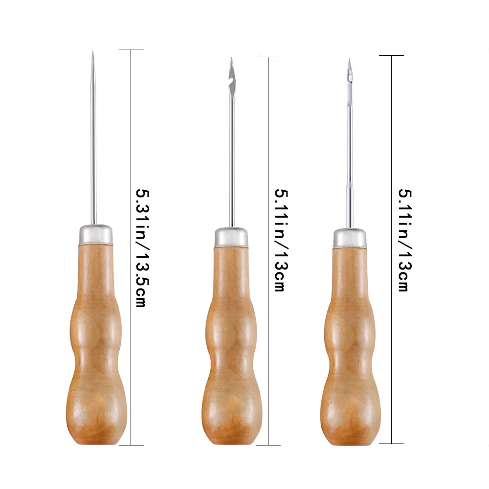 

Artificial Wooden Handle Sewing Awl For Repairing Shoes DIY Needlework Handmade Craft Stitching Accessories Leather Punch Tools
