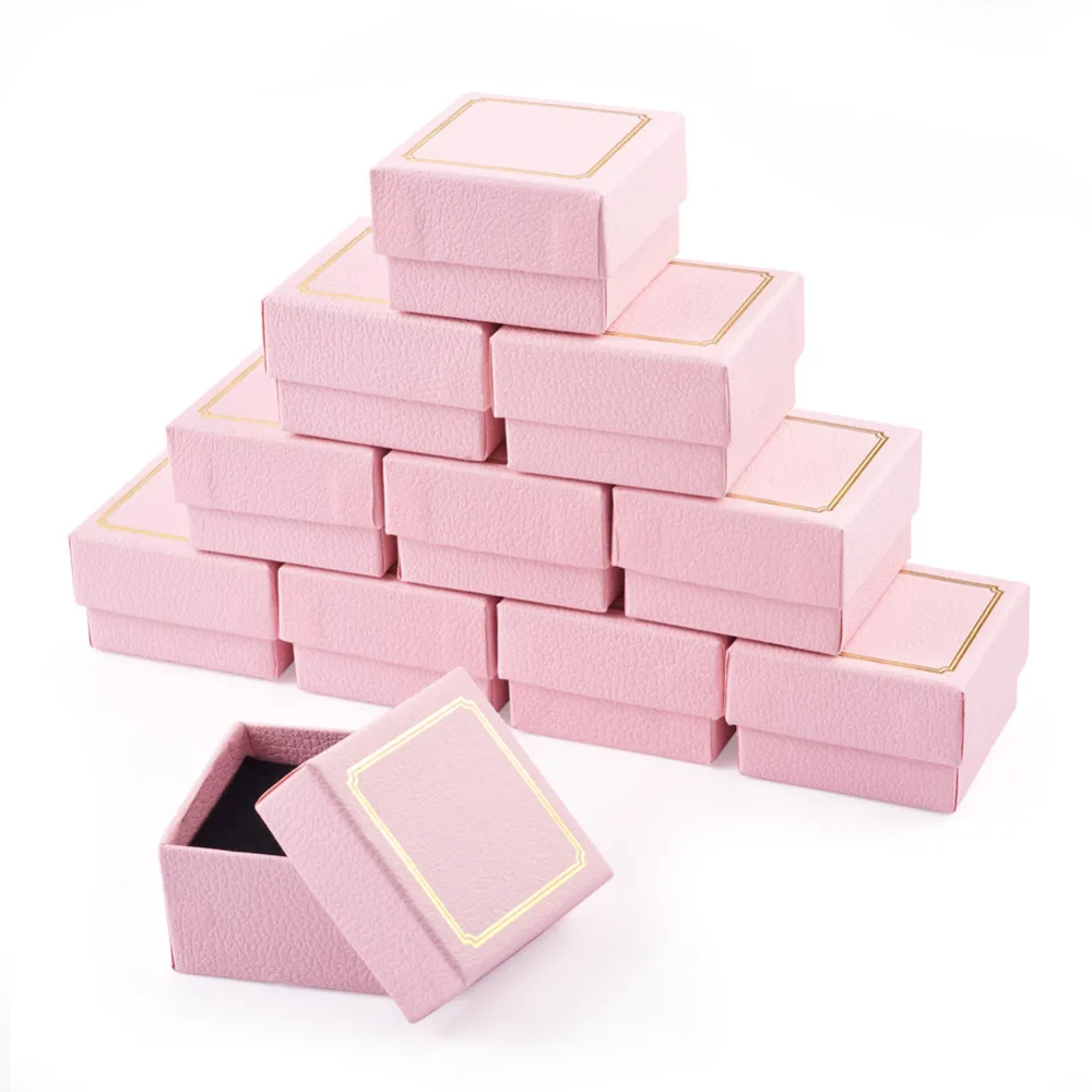 12pcs Rectangle Cardboard Jewelry Box for Ring Necklace Bracelet Earring Gift Packaging Boxes With Sponge Inside Jewelry Storage