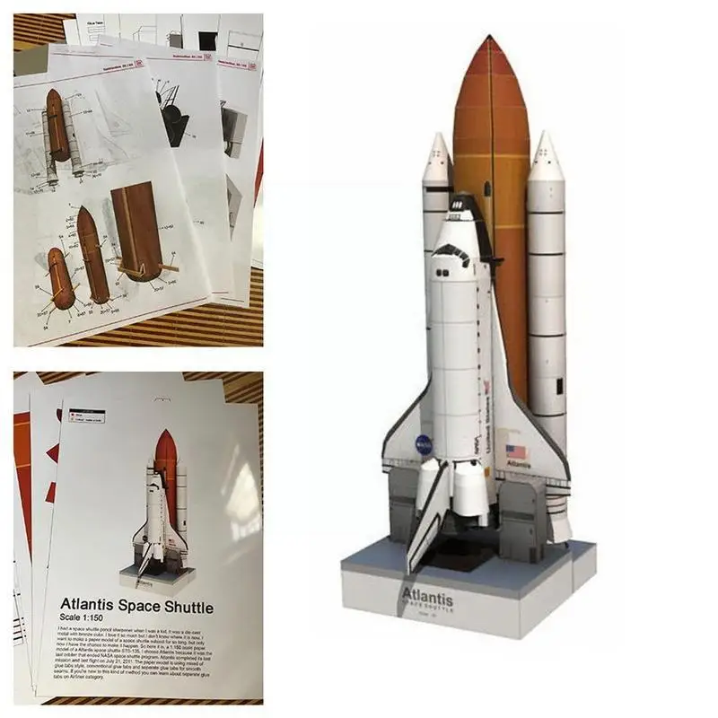 

1: 150 3D Paper Model Space Library Papercraft Cardboard For Children Paper Toy DIY Shuttle Atlantis Puzzle Handmade Rocket J1S7