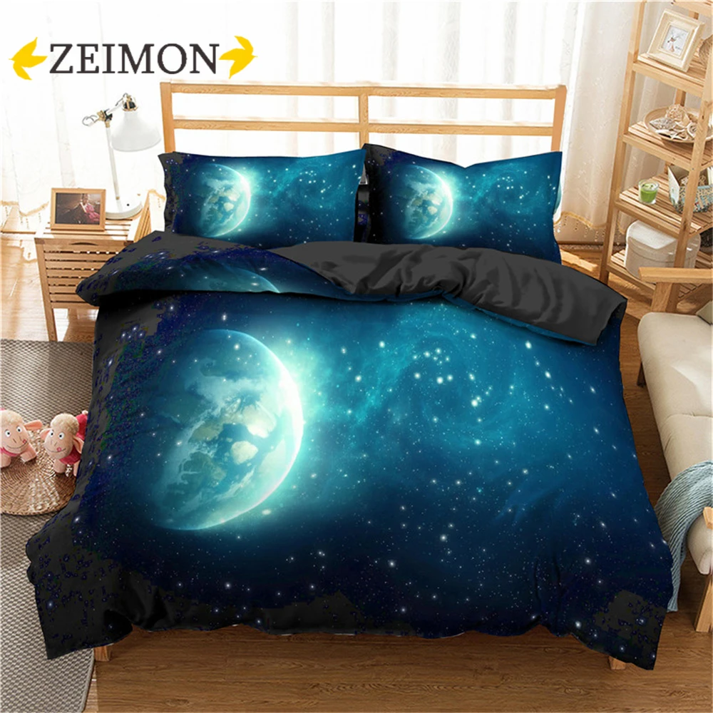 

Комплект постельного белья ZEIMON 3D Galaxy, Комплект постельного белья из полиэстера с принтом «Вселенная», космос, двойная, королева, Кинг сайз, домашний текстиль