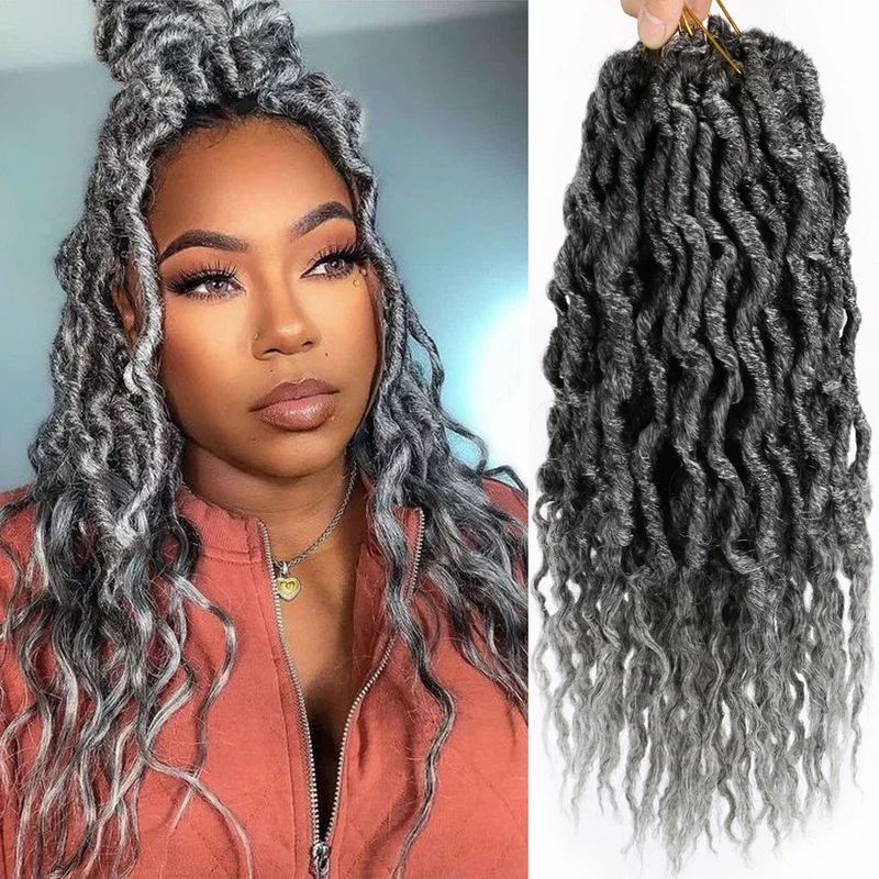 Bellqueen Grey Goddess Locs Вязаные крючком волосы 16 24 дюйма с предварительной петлей Boho Queen