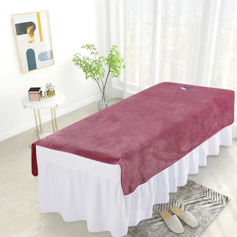 

Bed Beauty Salon Bed Cover Solid Salon With/no Velvet Thickened Hole Table Bedspread Massage Soft Sheets Sheets