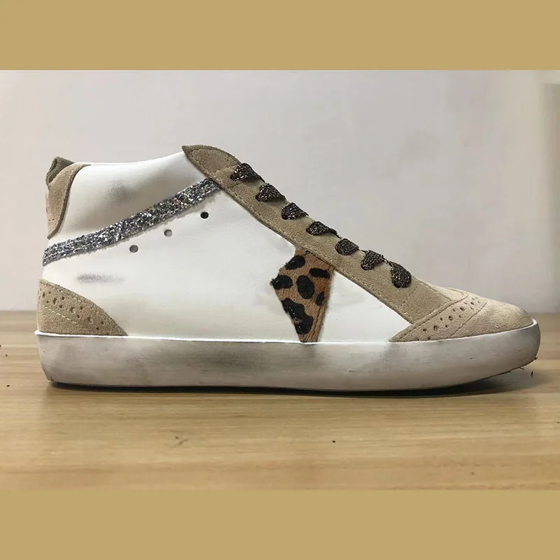 

Четыре сезона, новинка, Леопардовый принт, блестки, прошивка, индивидуальные небольшие грязные туфли, модная спортивная повседневная обувь ...