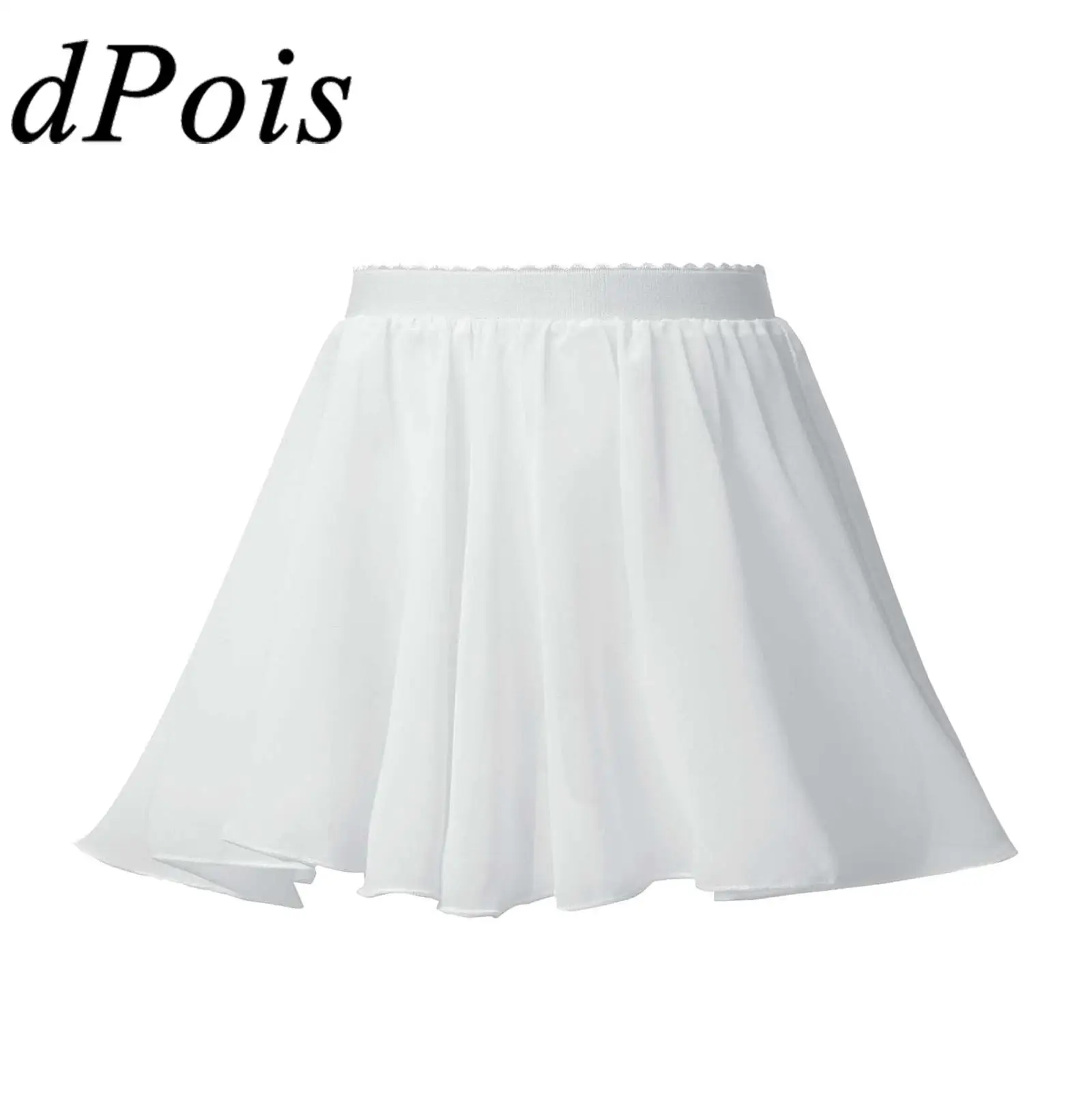 

3-16 Years Kids Girls Ballet Dance Chiffon Skirt Elastic Waistband Solid Color Chiffon Veil Skirt Dancewear Performance Costumes