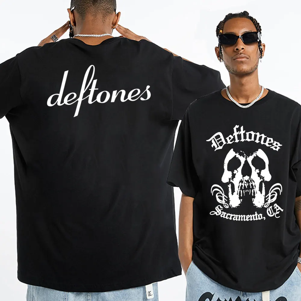 

Deftones Skull Black Band Concert T-Shirt Men's Women's Punk Hip Hop Gothic T-Shirts Vintage Rock Tee Shirt Unisex Streetwear