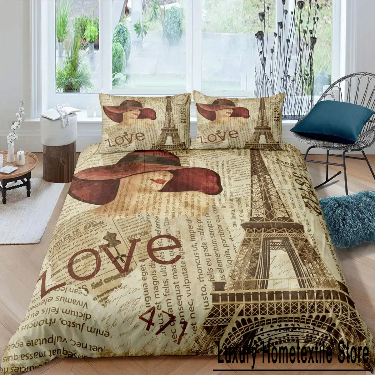 Набор пододеяльников из старой газеты винтажное французское постельное белье