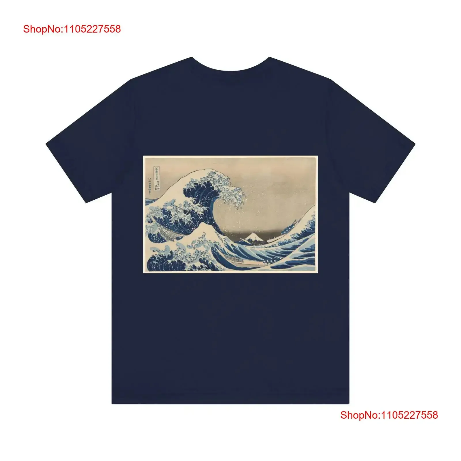 Фото Футболка Japanese Big Waves с изображением Кацушики Хокусая, классическая винтажная футболка Ukiyoe Tokaido Gojyusantsugi с коротким рукавом, эффект потертости №1