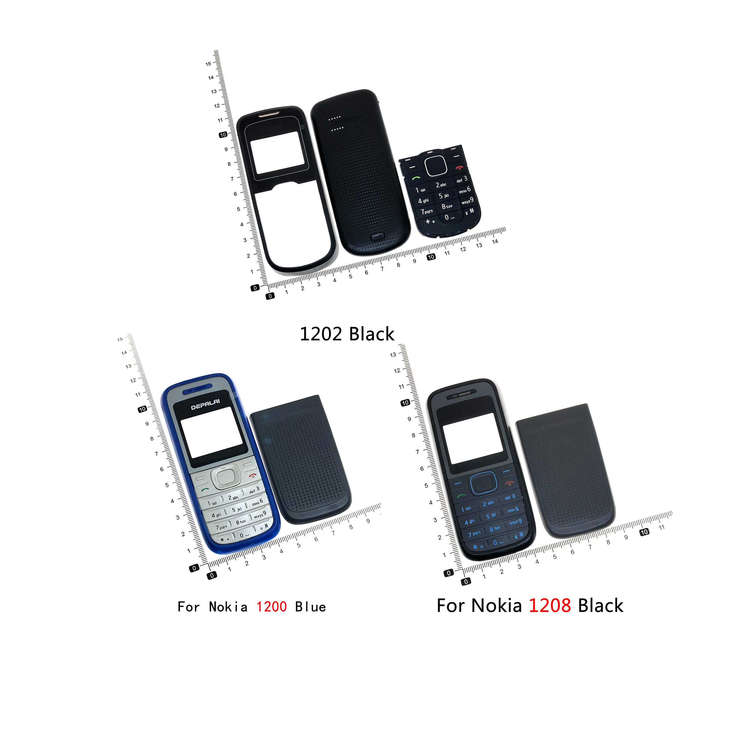 Для Nokia 1202 1200 1208 Корпус Передняя Лицевая панель + задняя крышка Крышка батарейного