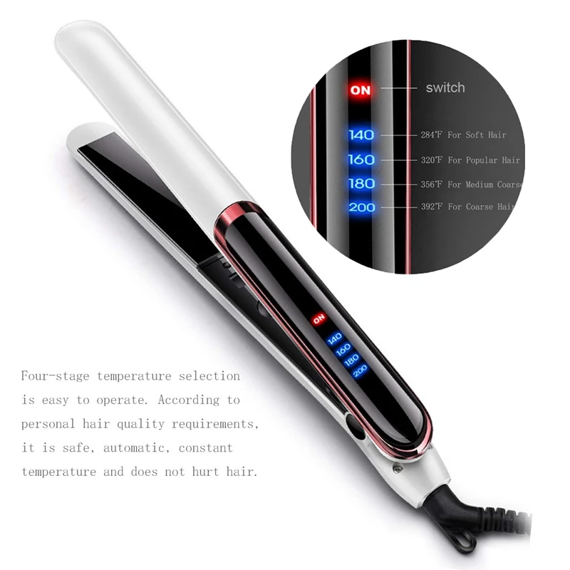 

Flat Iron Negative Ion Hair Straightening 2 In 1 Professional Hair Straightener Curler 4-Gear Temperature Fast Straight Curling