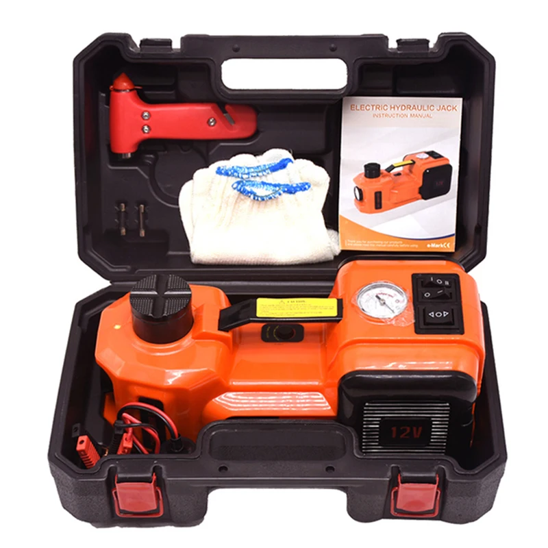 

3 in 1 Electric Hydraulic Car Jack kit 12V 5Ton Jacks With Impact Wrench Tire Inflator Built-in LED Repair Lift Tool