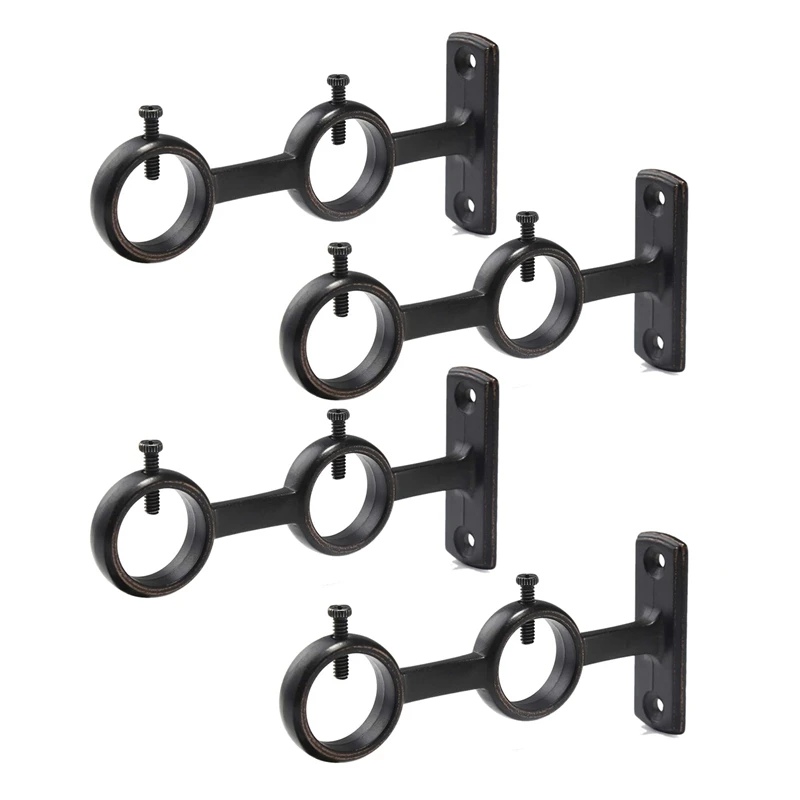 

Curtain Rod Bracket Sturdy Adjustable Double Curtain Rod Brackets Circle Curtain Rod Holders for Diameter Below 1.1 Inch