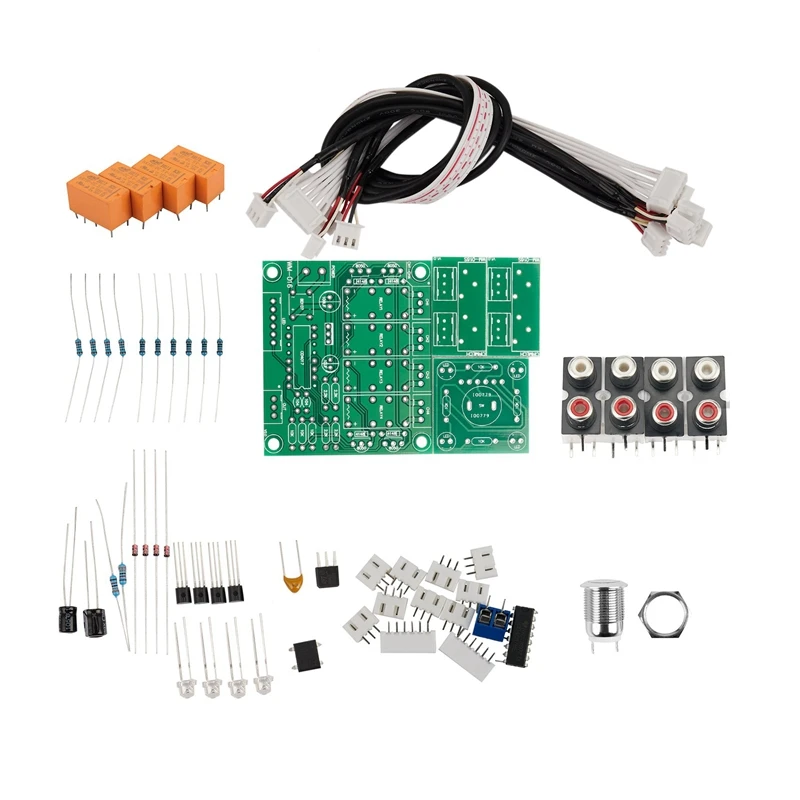 Relay 4-Way Audio Input Signal Selector Switching Rca Audio Input Selection Board Of Button Switch For Amplifiers