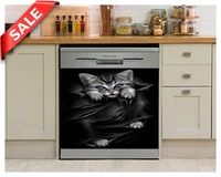 magnetic dishwasher kitchen decor baby cat dishwasher magnet black cat rooster magnet farm sticker cover dishwasher cover