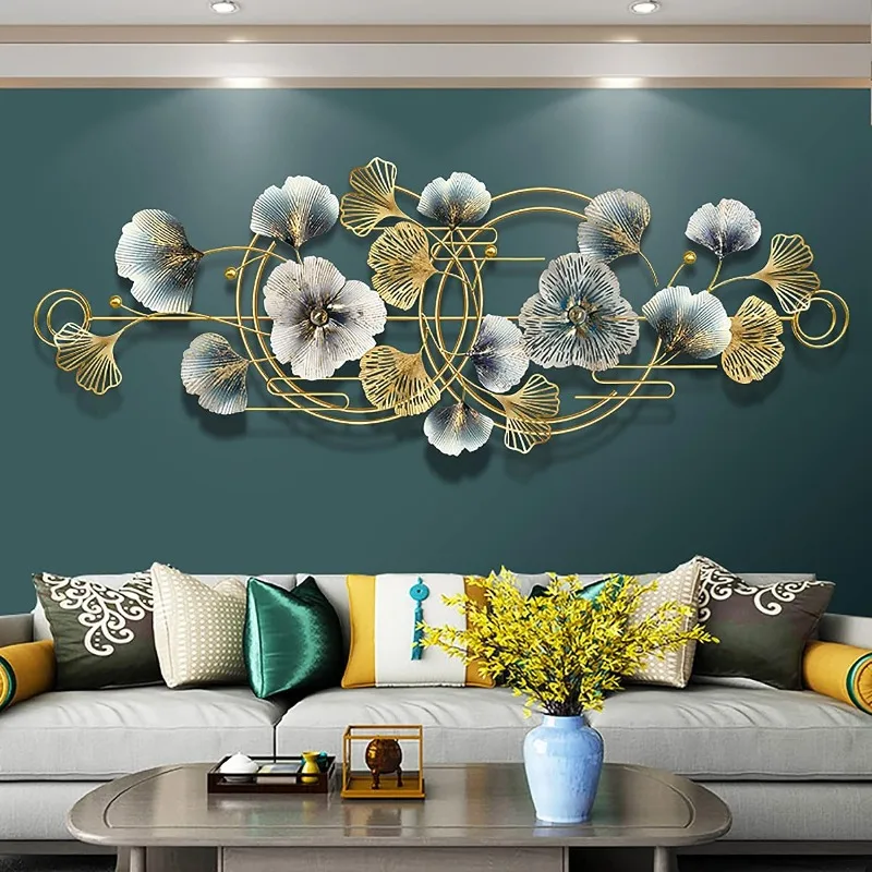 

Golden Ginkgo Leaf Metal Wall Art Decor,Modern Creative Wall Sculpture,Luxury Gifts for Living Room Bedroom 57 * 21.6inch