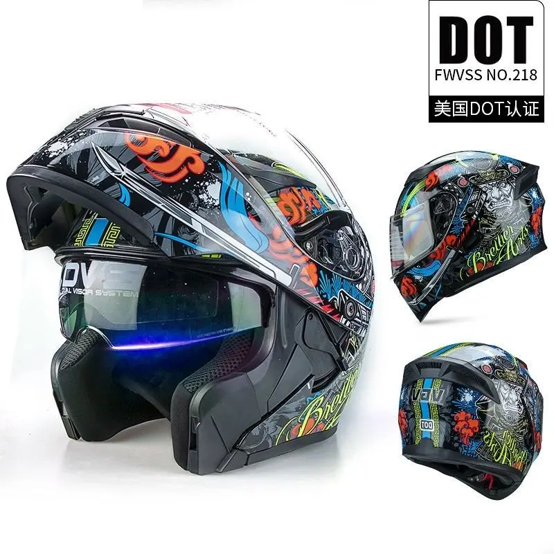 DOT Approved Full Face Helmet for Motorcycle Snapback Vespa Vintage Cafe Racer Moto Modular Folding Flip Up Helmets Men's Women enlarge