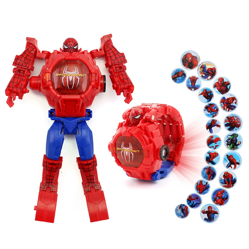 Disney Toy Marvel Человек-паук 21 проекционные узоры ребенок деформация робот часы
