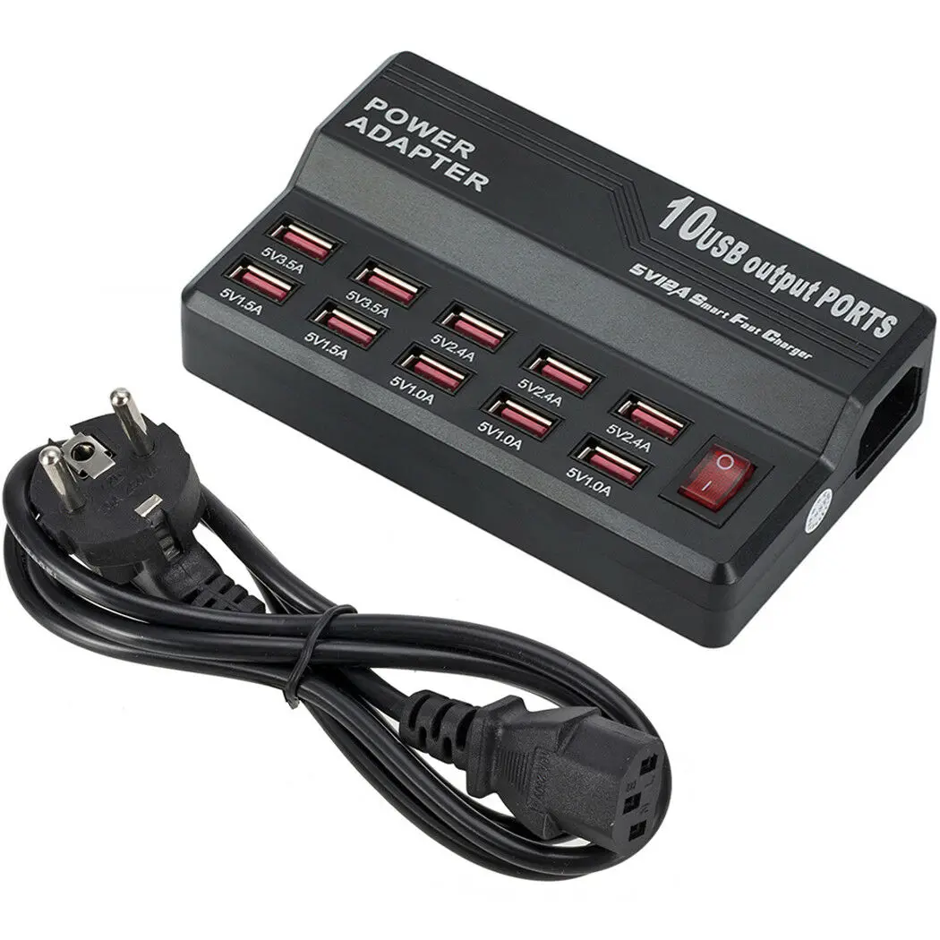 

10-портовый USB-концентратор для быстрой зарядки, с несколькими USB-портами