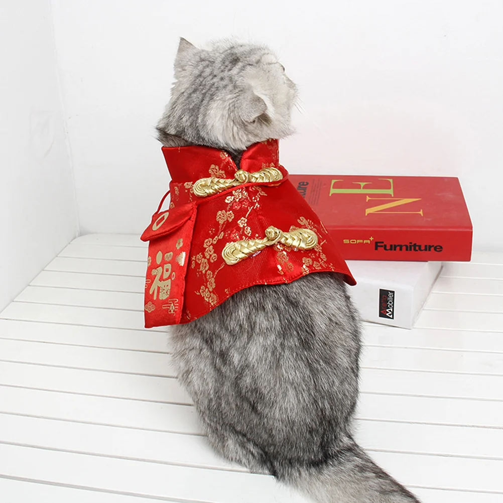 

Теплая куртка зимняя накидка для кошки одежда для домашних животных в китайском стиле праздничная одежда для кошки в китайском стиле