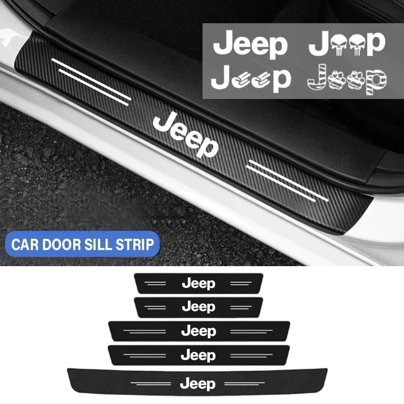 Наклейки на порог багажника автомобиля с логотипом Jeep Commander Wrangler Grand Cherokee Compass