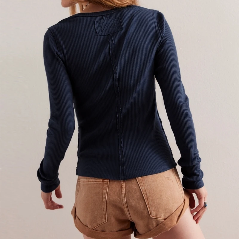 95AB женский вязаный кардиган в рубчик с длинными рукавами повседневный трикотаж