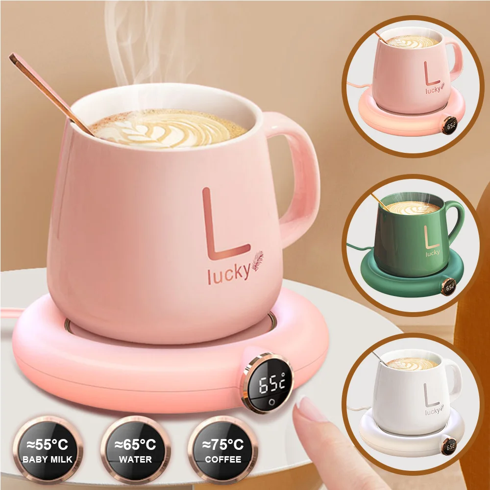 

USB Coffee Cup Warmer Pad 3 Gear Temperature Adjustable LED Display Milk Tea Mug Heater Office Home Winter Useful Gift 2022